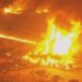 Accident of tanker truck carrying gasoline causes major fire