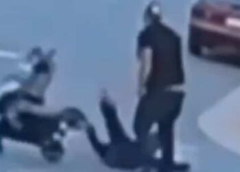 He hits a grandfather with a stroller for free