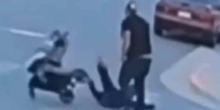 He hits a grandfather with a stroller for free