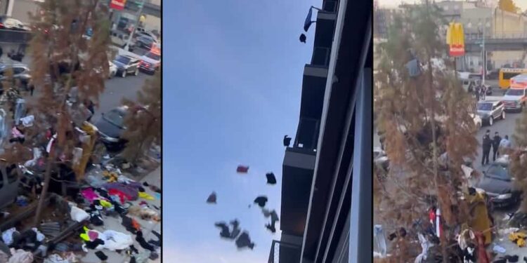 ON VIDEO | She catches her partner cheating on her and throws lots of objects from the top of the 6th floor