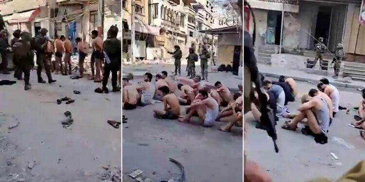 The occupation forces strip displaced people of their clothes and take them to an unknown location  News