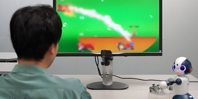 A robot capable of playing video games with humans