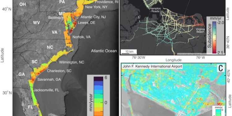 From New York to Washington and beyond, East Coast cities are sinking
