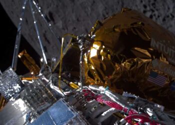 The American lunar probe Odysseus probably landed on its side