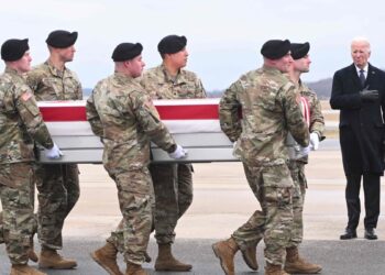 The remains of American soldiers killed in Jordan return to the United States