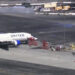 A Boeing passenger plane made an emergency landing after one of its tires collapsed