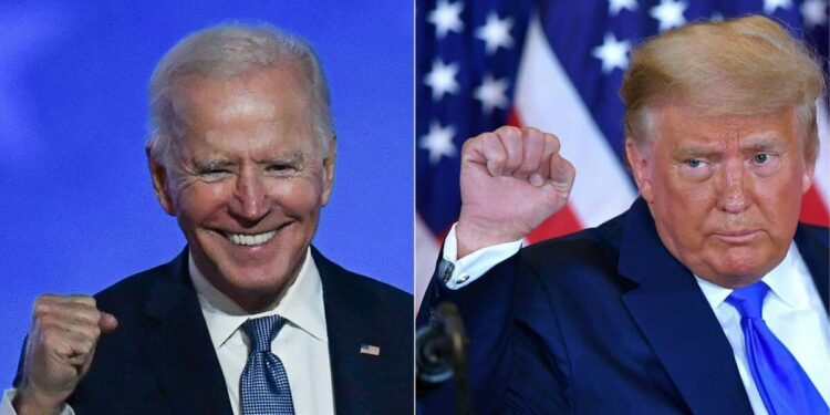 Biden laughing and Trump fuming
