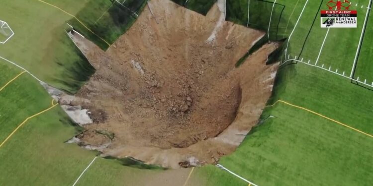 MUST SEE | Huge ground subsidence at this sports complex