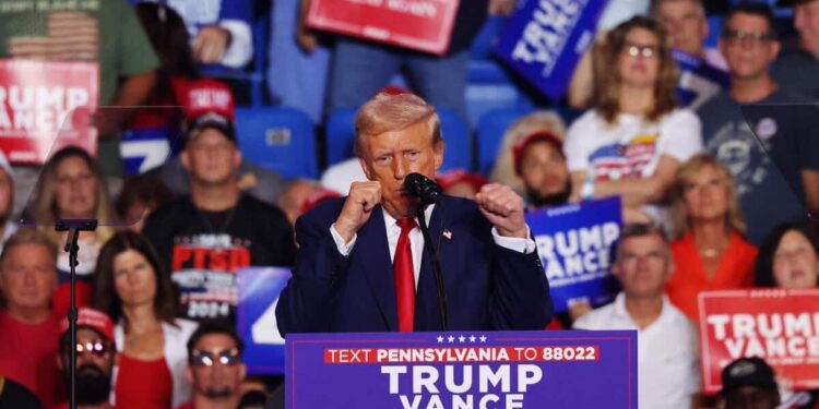 Donald Trump goes full throttle on climate disinformation, facing Kamala Harris