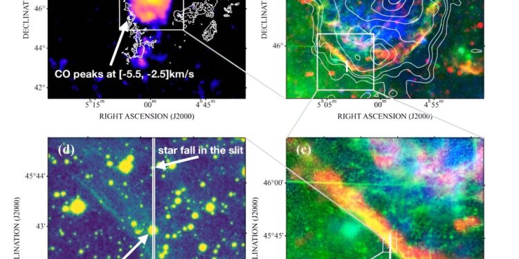 Observations examine connection of supernova remnant with nearby H II region