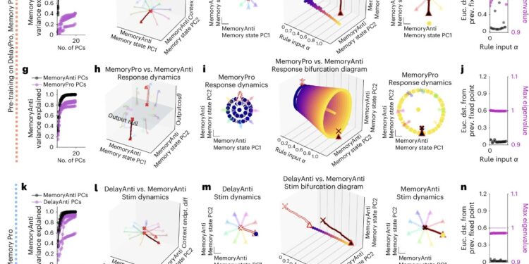 Study shows that flexible multitasking computation in recurrent neural networks relies on dynamic patterns