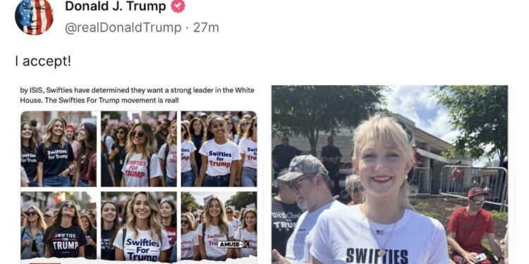 ‘Swifties’ for Trump: Former US president posts fake images suggesting he has Taylor Swift’s support