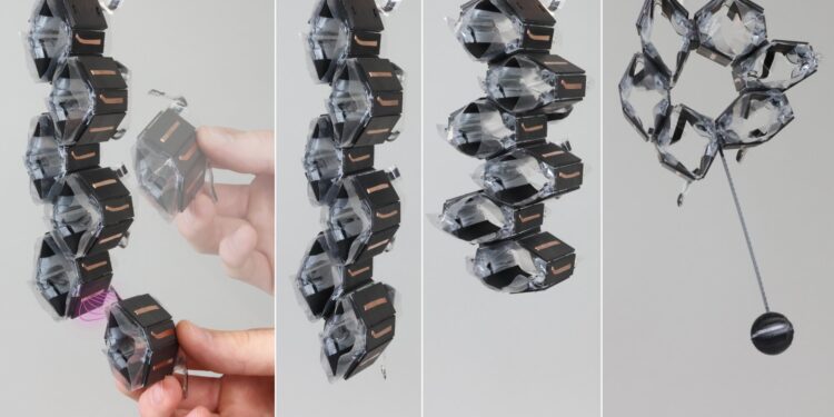 Combining soft artificial muscles with a rigid, magnetic exoskeleton to create building blocks for versatile robots