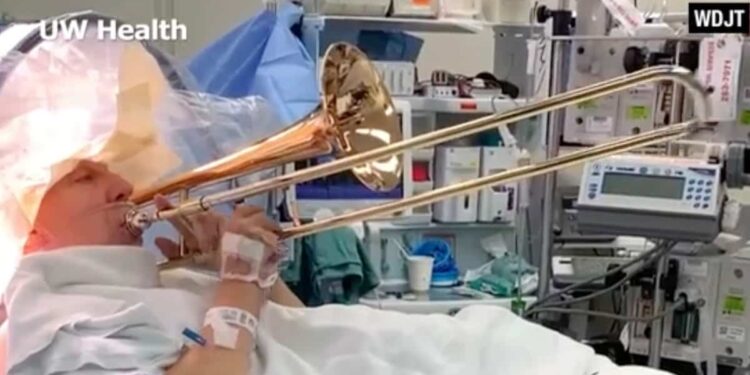 Patient plays trombone during brain surgery