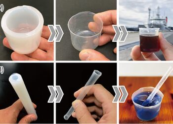 The transparent paper material can contain boiling water and degrade in the deep ocean in less than a year