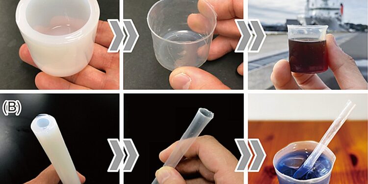 The transparent paper material can contain boiling water and degrade in the deep ocean in less than a year