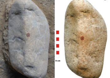 A red point, a 43,000 -year -old digital imprint and a stone out of words – potential evidence of Neanderthal Pareidolia