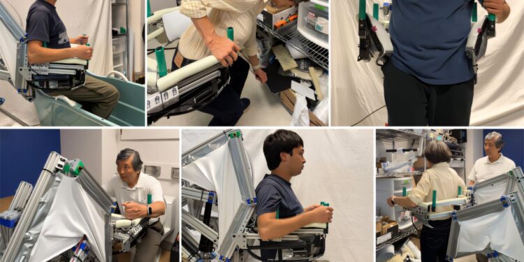 The elderly robot helps people sit and stand up, and catch them if they fall