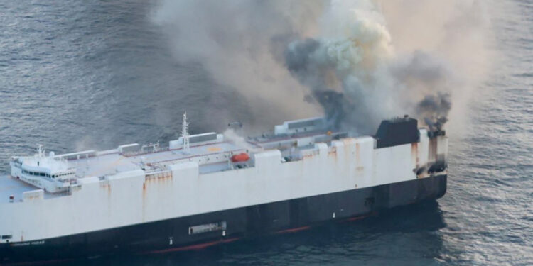 Off Alaska | A cargo carrying electric vehicles takes fire