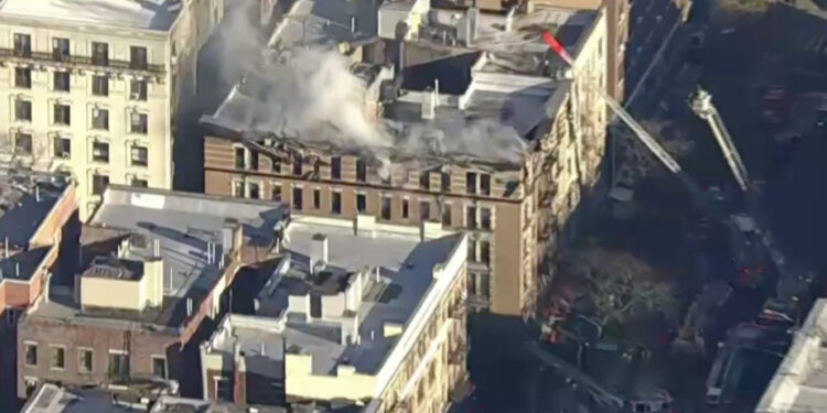 Fire ravaged Manhattan building